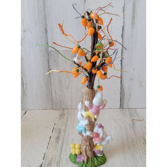 E.U. Easter Bunny carrot tree Ceramic figure chick family spring - Picture 8 of 12